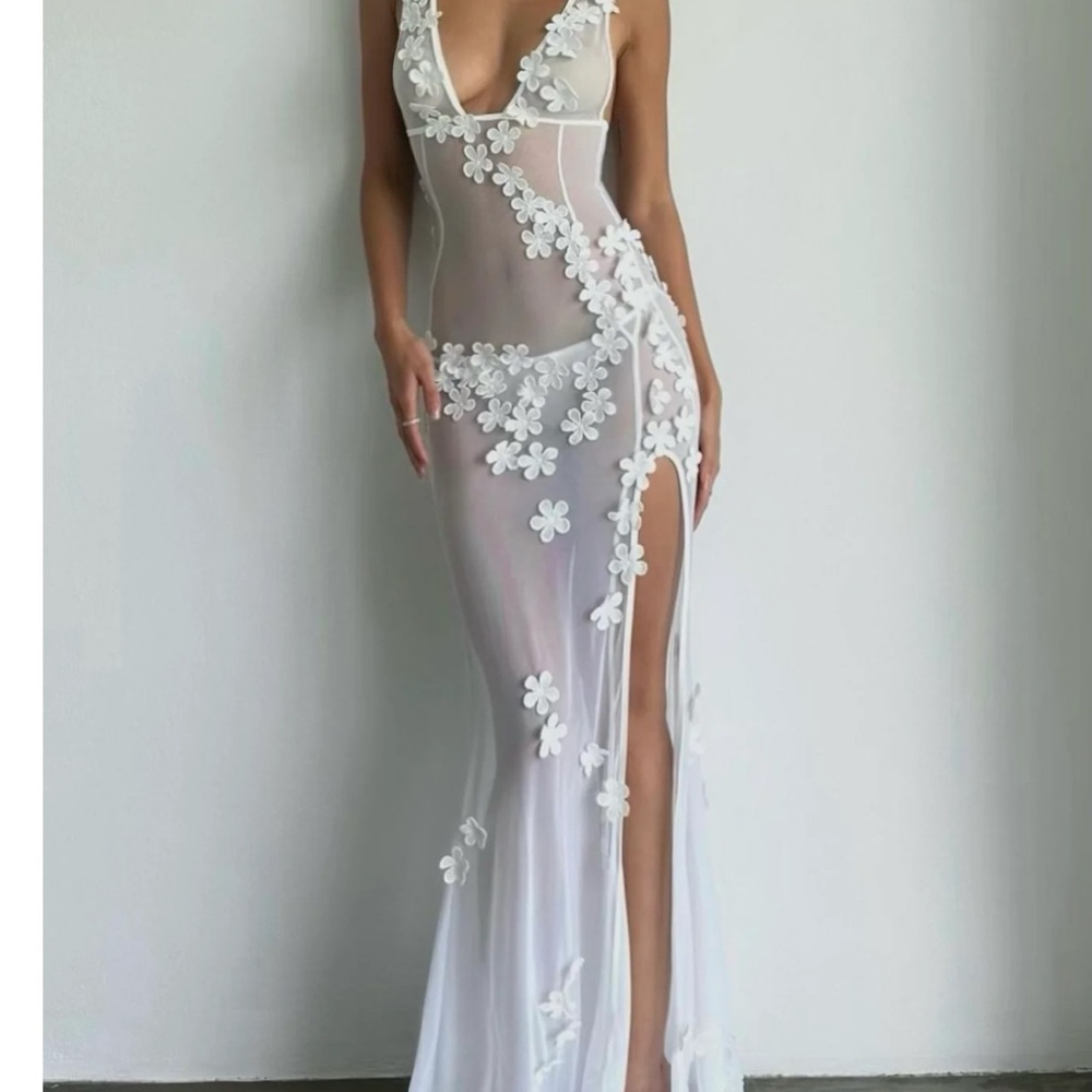 Isabella Elegant Sheer Floral Maxi Dress